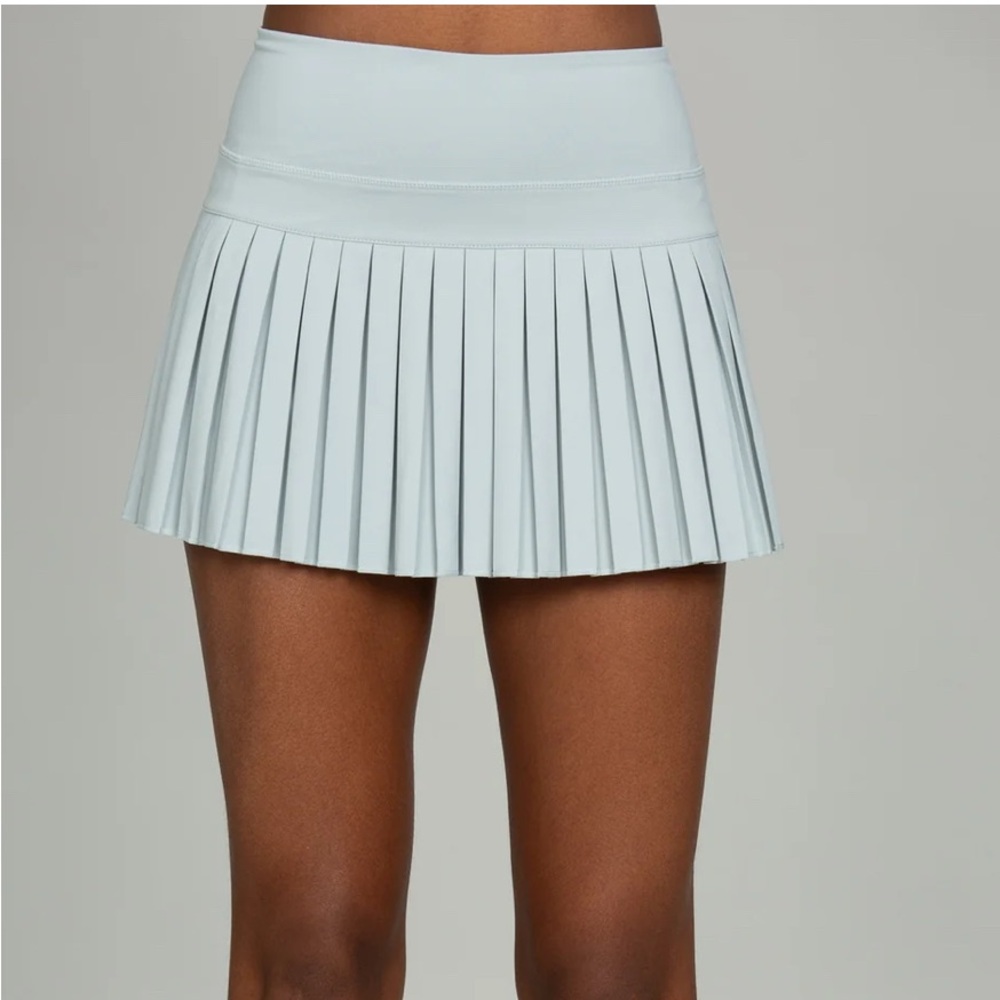 Blue Gold Hinge Pleated Mini Skirt